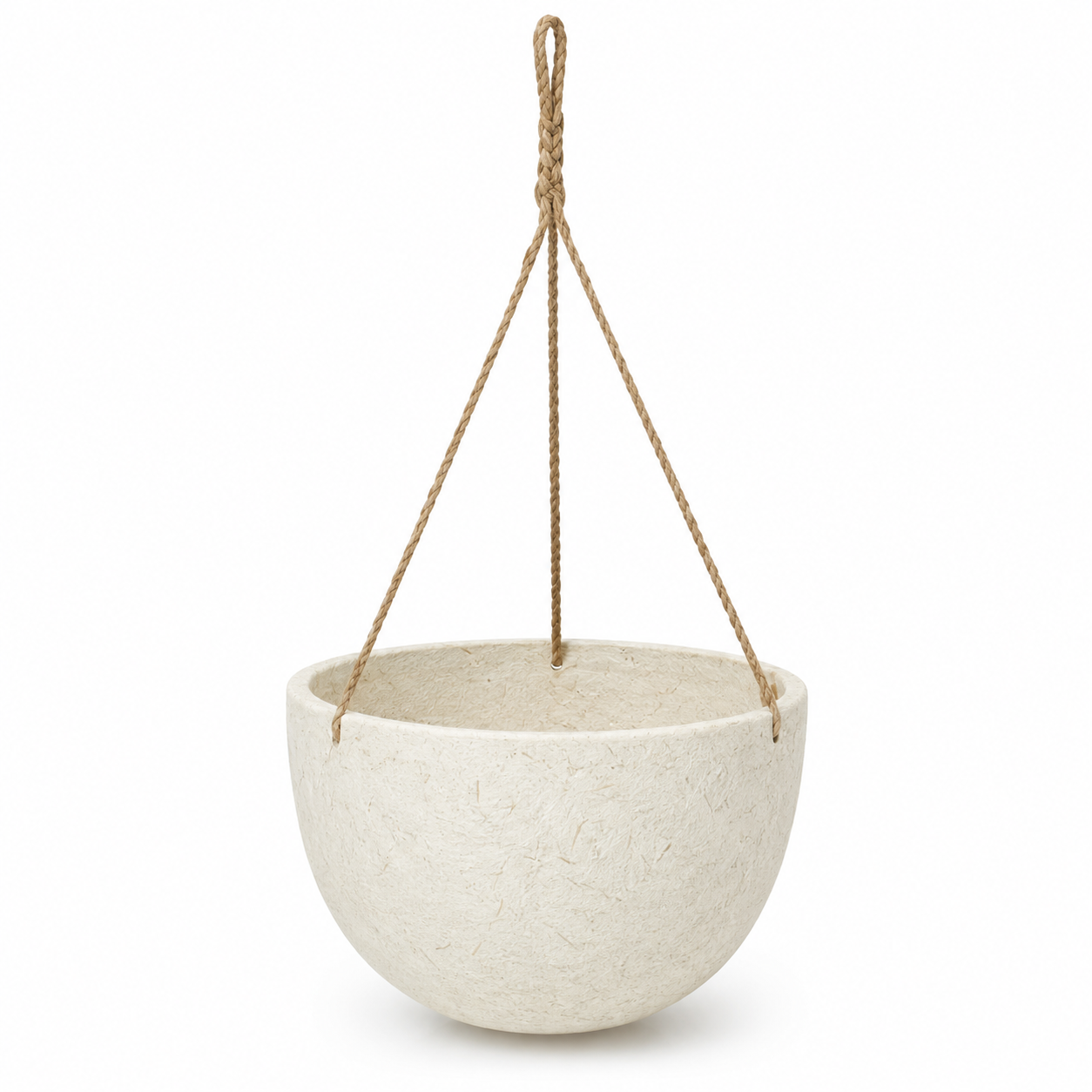 Pot suspendu blanc cassé en fibre végétale 25x16 cm