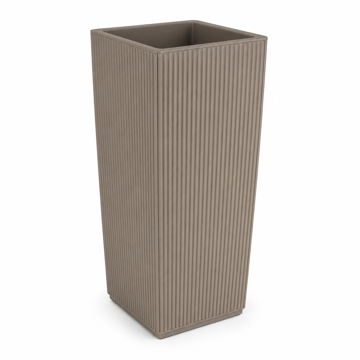 Jardinière haute rainurée taupe 30x30x60 cm