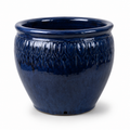 Pot en terre cuite émaillée bleu nuit 28x25 cm