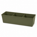 Jardinière modulaire vert olive à trois compartiments 65x22x18 cm