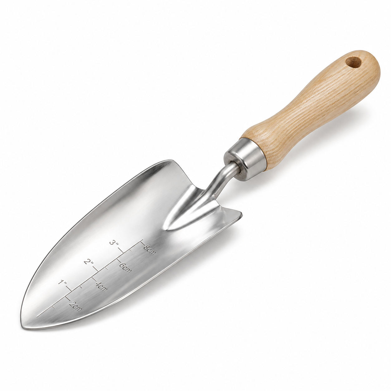 Transplantoir en inox avec poignée en frêne 32 cm