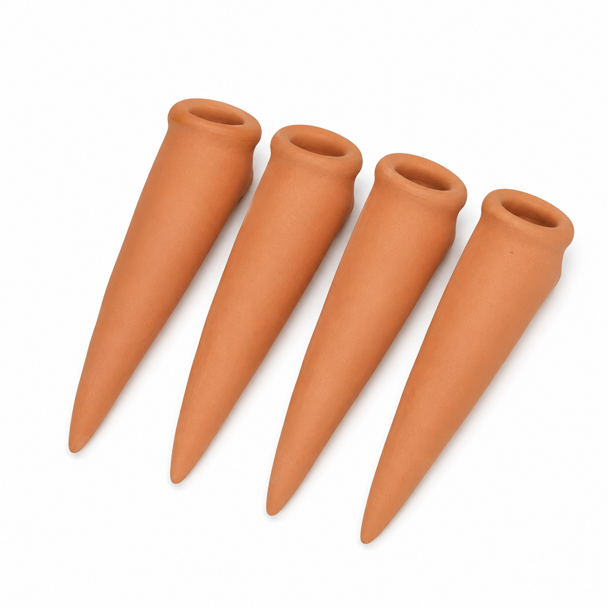 Lot de 4 pics d’arrosage en terre cuite pour bouteilles