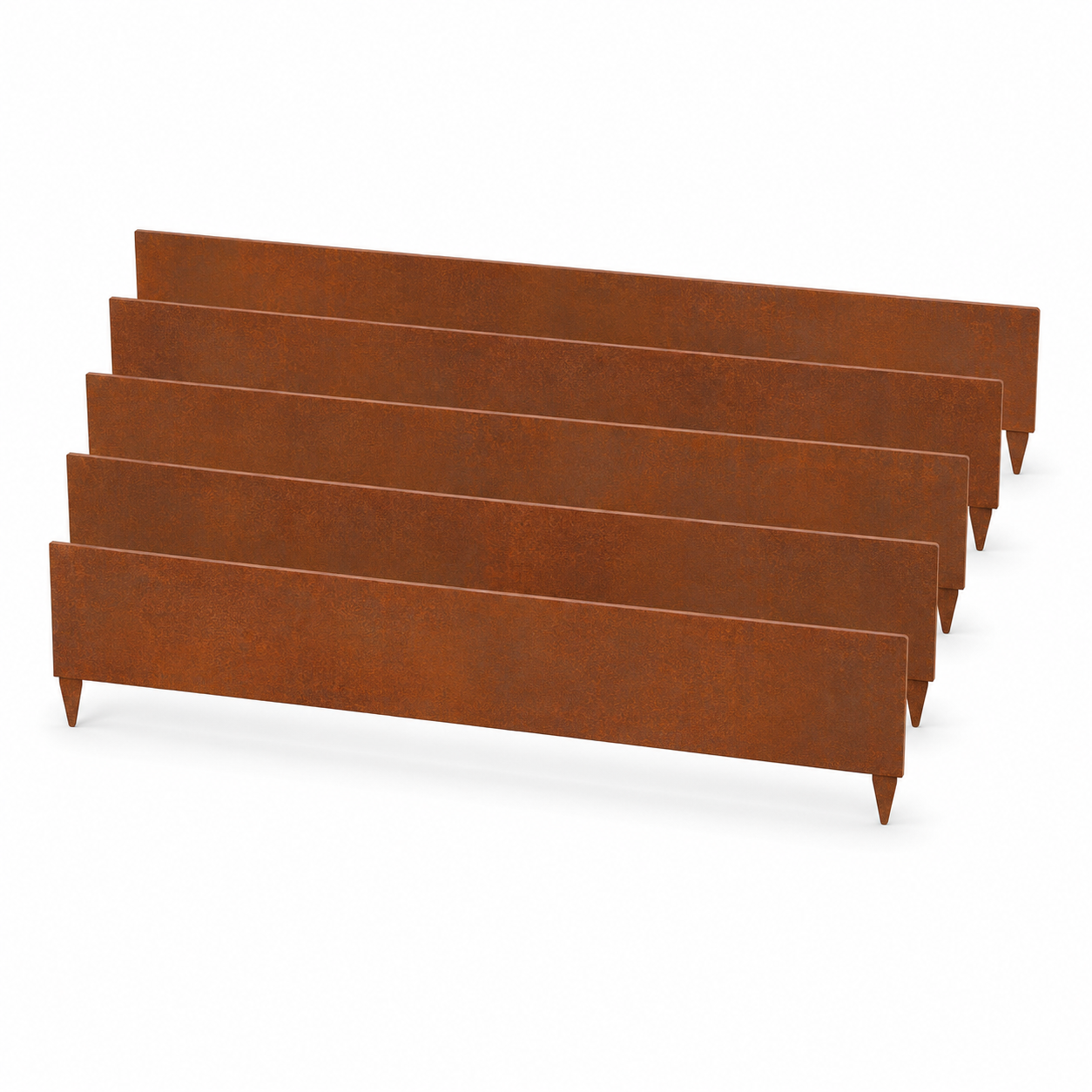 Lot de 5 bordures de jardin en acier corten 100x15 cm