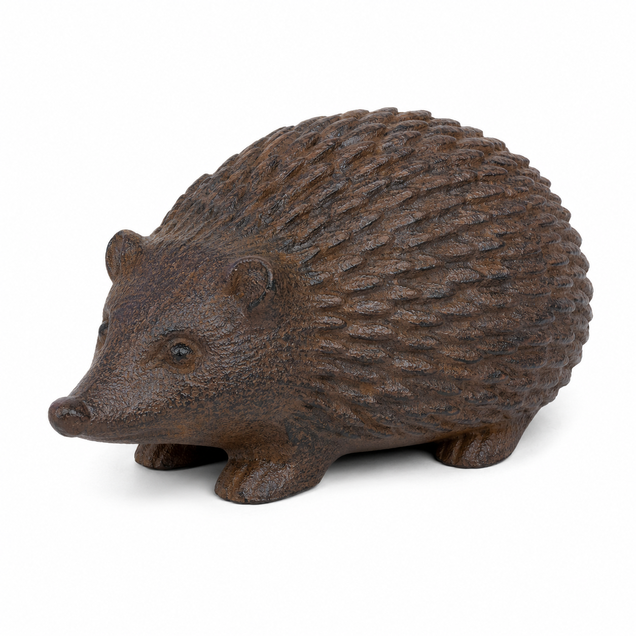 Sculpture de hérisson en fonte brun antique 20 cm